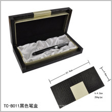 Caixa de conjunto de caneta com logotipo gravado a laser preto pesado